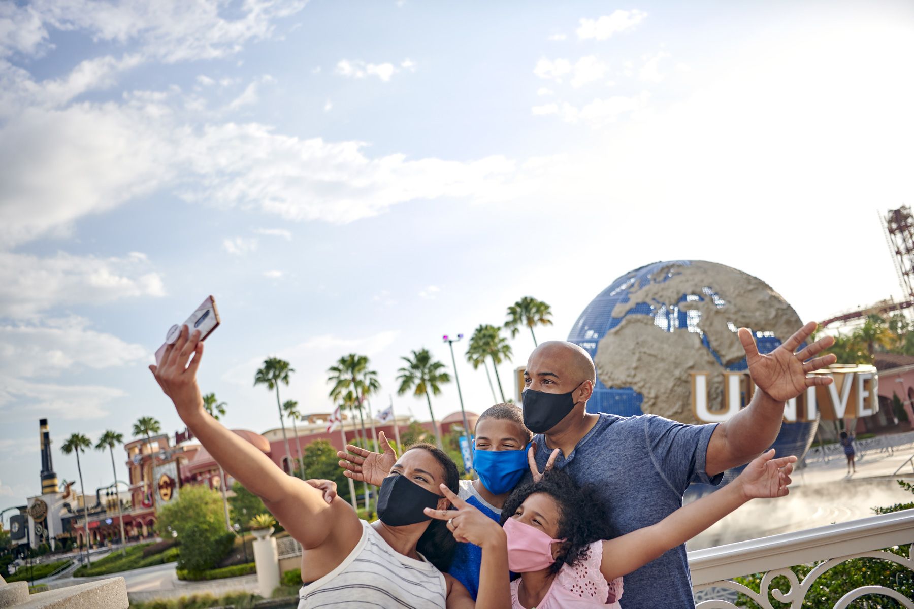 Family with masks